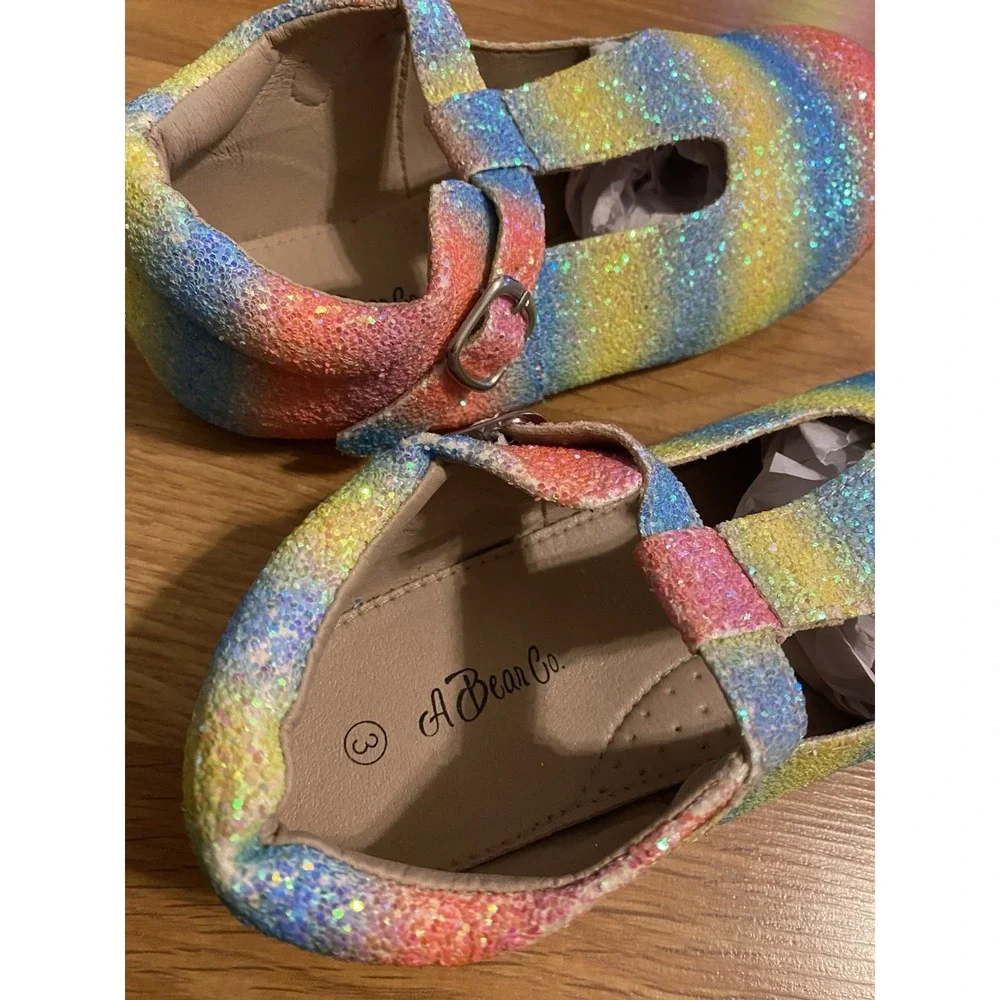 Brand‎ New A Bear Co Girls Sparkle Slip On Shoe Birkenstock Like Look Size 3